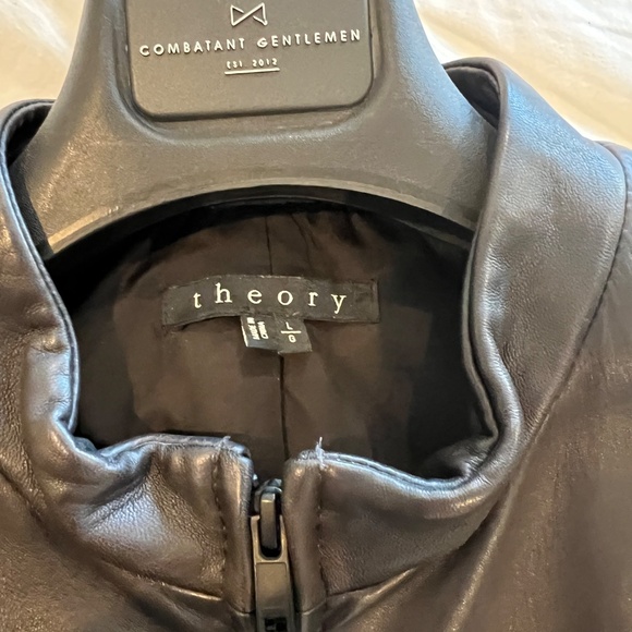 Theory Brown Lambskin Leather Motorcycle Jacket - Picture 2 of 7